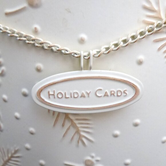 NEW HALLMARK METAL CHRISTMAS GREETING CARD HOLDER TABLE OR WALL PINECONE PATTERN - Picture 2 of 10